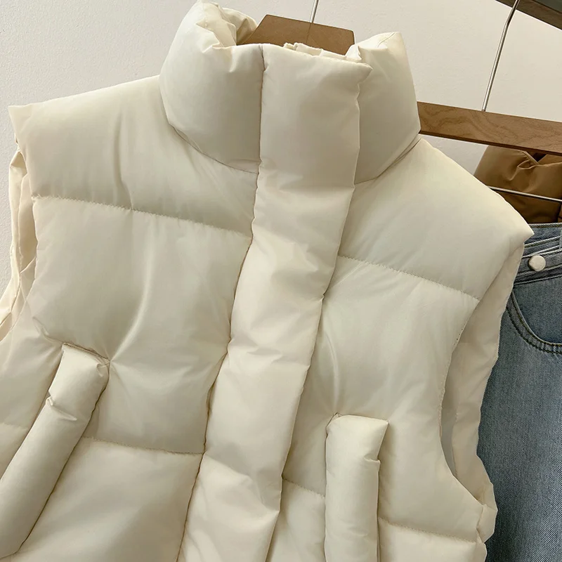 Women Vest Autumn Winter Sleeveless Waistcoat Casual Women Thick Short Vestcoat Two pockets Warm Sleeveless Jacket For Female