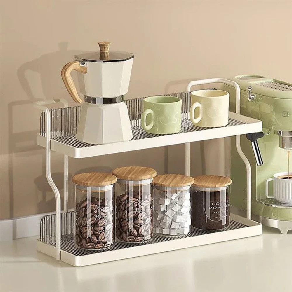 

Makeup Flavoring Organizer Storage Home Appliance Double Layer Storage Rack Kitchen Organizer Under Kitchen Shelves Tea Cup Sink