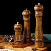 5″ 8″ 10″ Salt and Pepper Grinder, Solid Wood Spice Pepper Mill with Strong Adjustable Ceramic Grinder Kitchen Cooking Tools