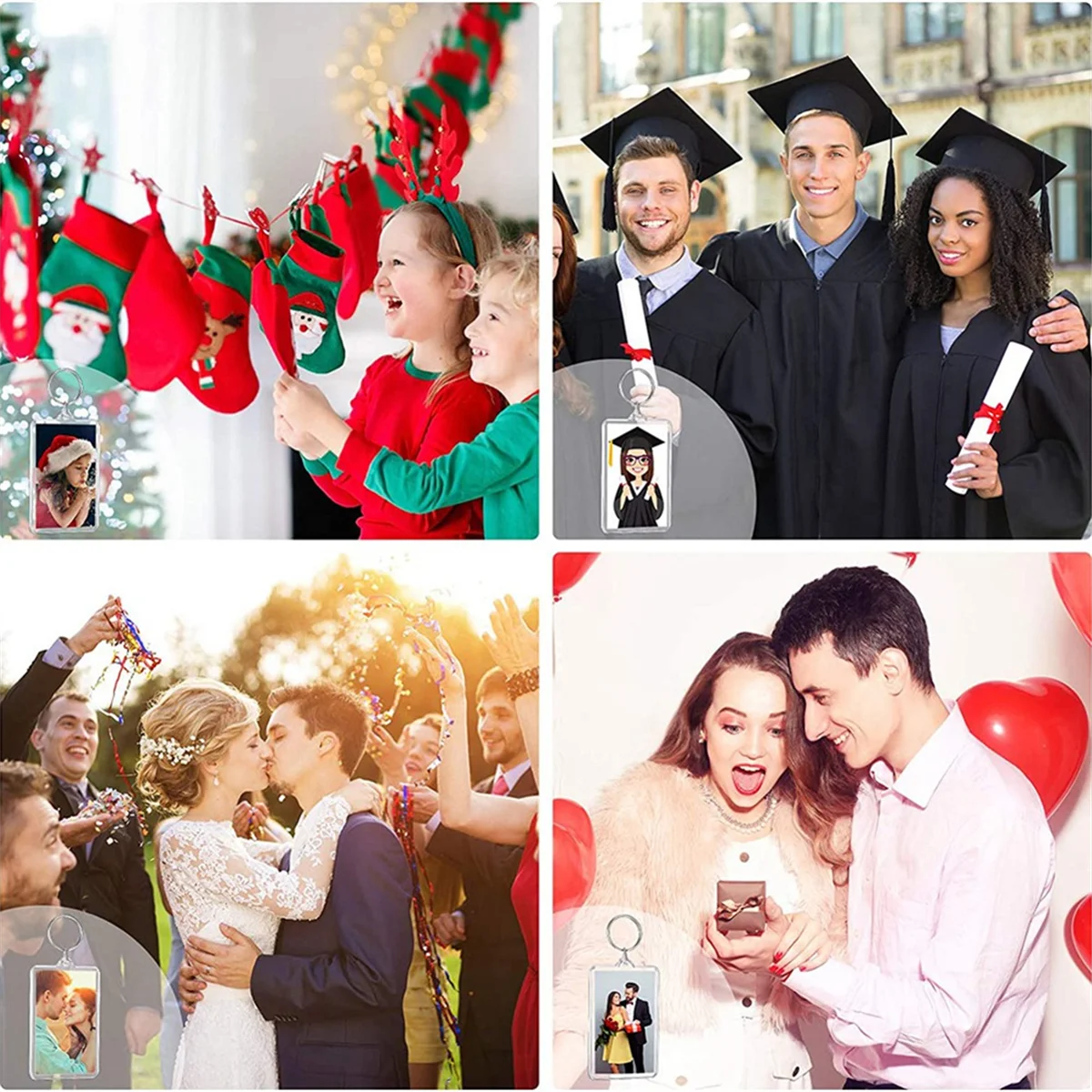 16PCS Acrylic Photo Frames Keychain Holder Photo Insert Blank Keyring For DIY Craft 2.2 x 3 Inch 4