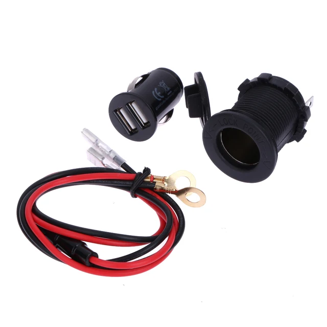 Waterproof Car Cigarette Lighter Socket 12V Power Outlet 3.1A 2 port USB Charger with Wire 10W for Car Motorcycle Marine