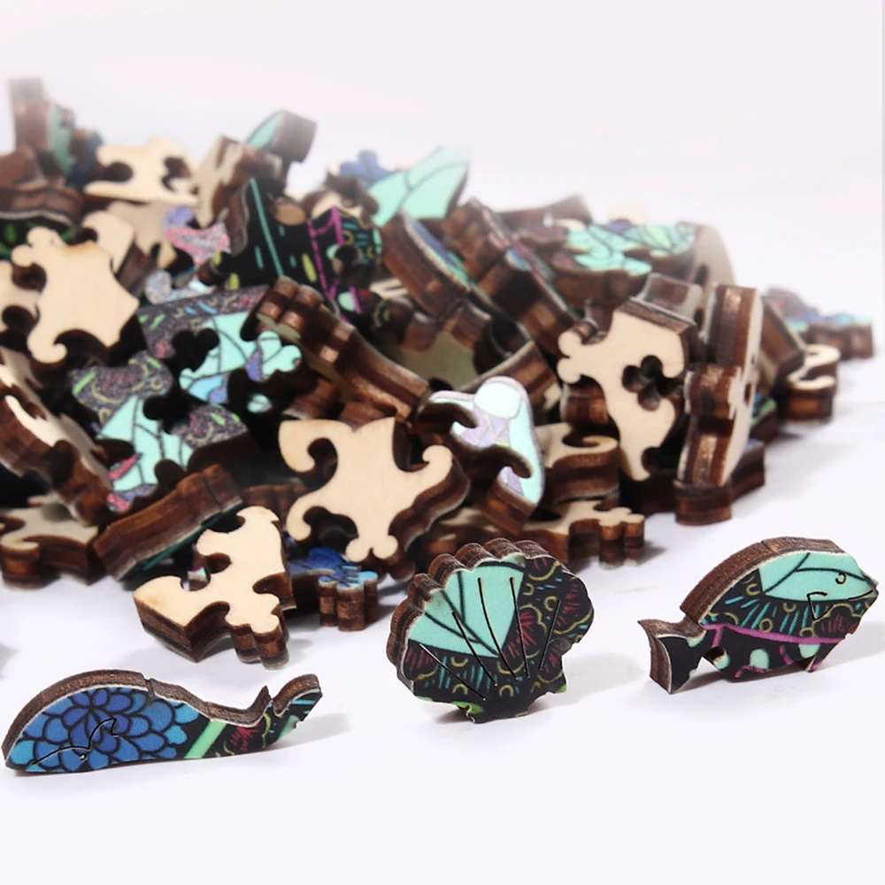 Brave Tiger Wooden Puzzle, Alien Puzzle Toy, Irregular Animal Shaped Wooden Puzzle, Art Deco Painting 3