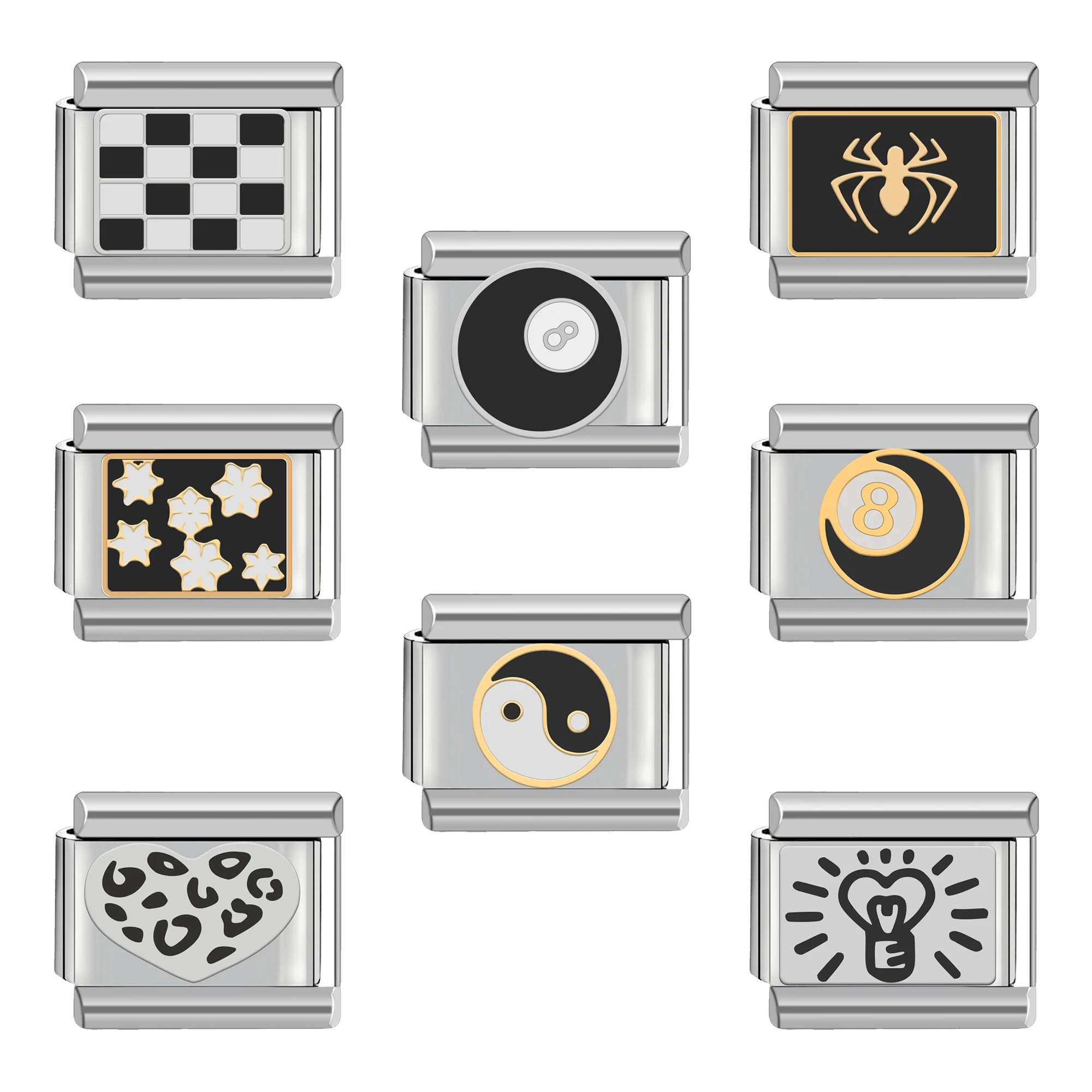 Black Series Italian Charm Stainless Steel Bracelet 9mm Diy Niece Love U Wife