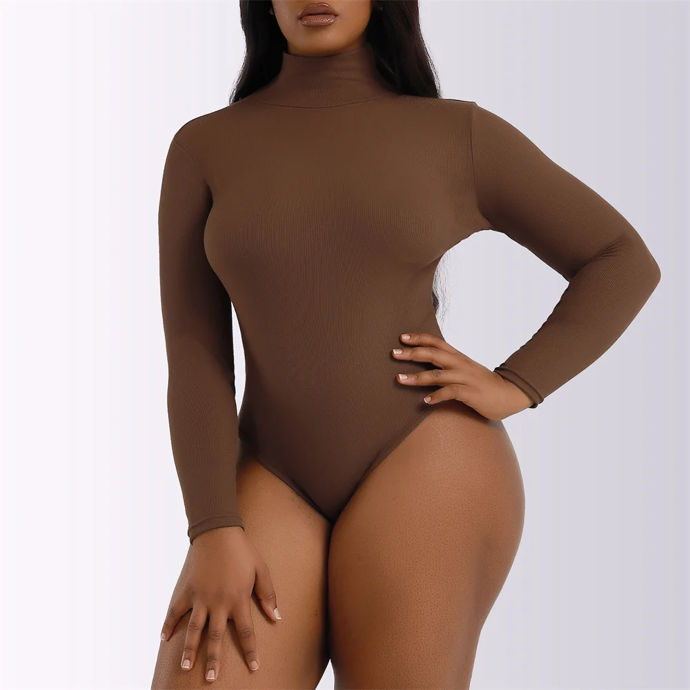 

Autumn Winter Female Jumpsuit High Collar Basic Black Bodysuit Women's Slim Long Sleeve Top Bottoming Shirt For Women One Piece