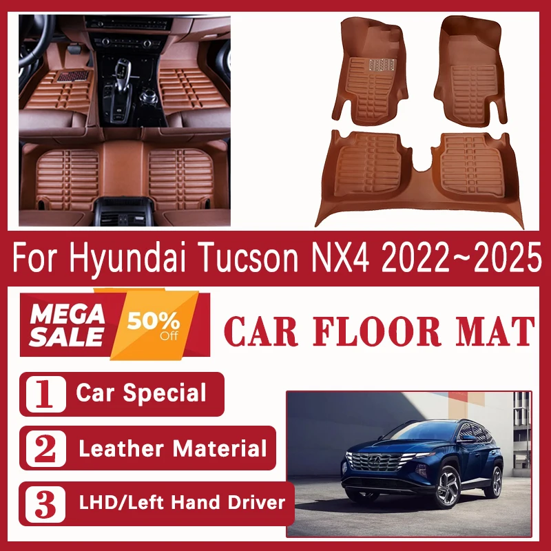 

Автомобильные коврики для Hyundai Tucson NX4 N-Line LWB 2022 2023 2024 2025 кожаный ковер накладка на ножку левая рука водитель автомобильные аксессуары