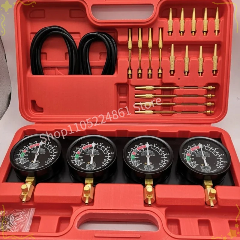 오토바이 진공 기화기 싱크로나이저 4 게이지 세트, 고무 호스 진공 밸런서 미터 키트 포함 기화기 도구 액세서리