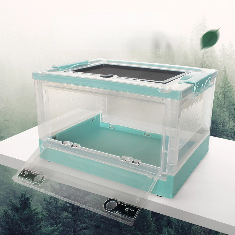 

Reptile Feeding Box Foldable Reptile Terrarium with Screen Ventilation Spider Lizard Breeding Box Small Animals Habitat