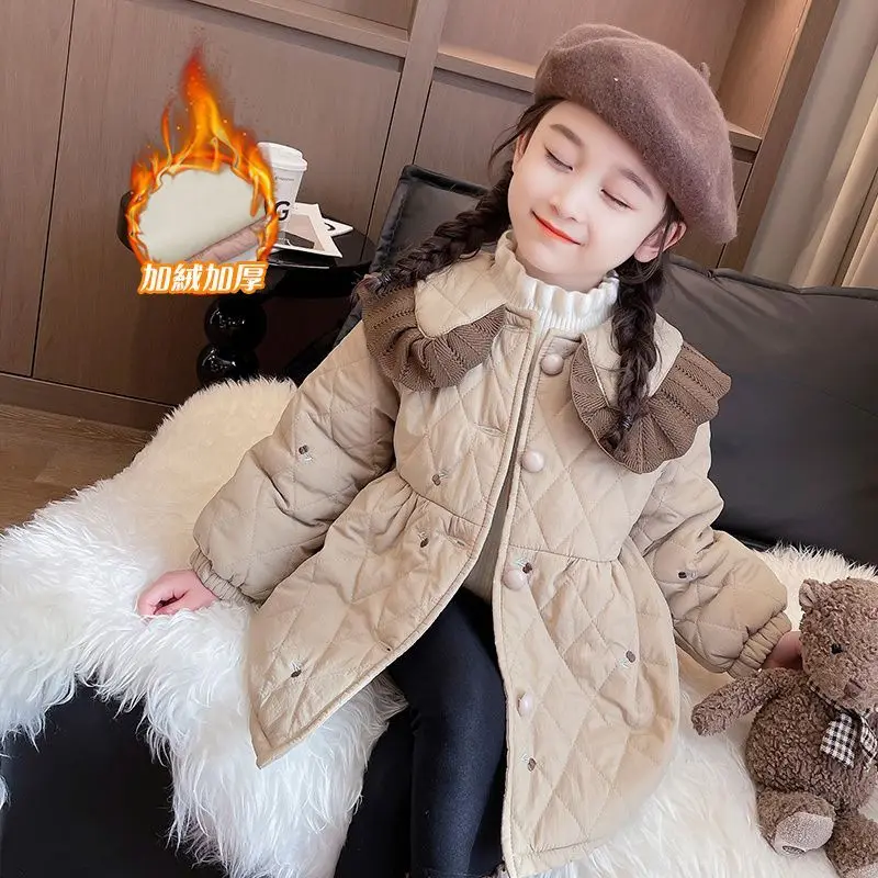1-11Years Toddler Baby Winter Cotton Padded Jacket for Girls Cute Warm Overcoat Children Outwear Coats 4 5 6 7 8 9 10