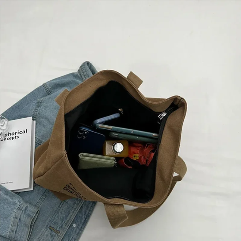 Women's Canvas Tote Bag Fashionable Spacious Durable Shoulder Bag with Zipper Closure and Classic Design Perfect for Work