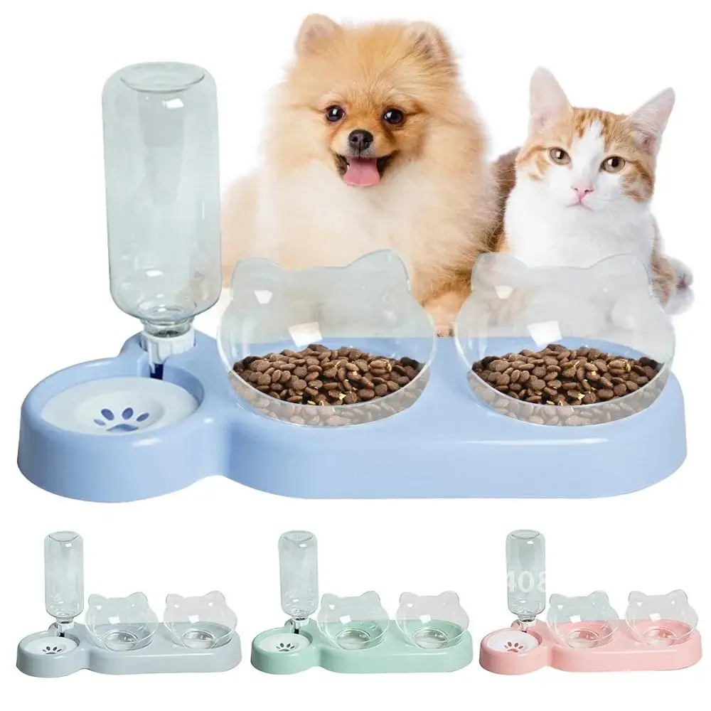 

Automatic Pet Dog Cat Food Bowl Water Dispenser with Water Storage Food Container Pet Waterer Feeder