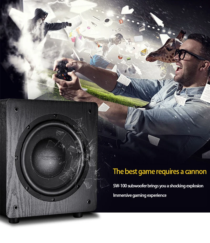 150W 4 Ohm 8~10 Inch Amplifier Speaker Subwoofer Audio Wooden Home Theater System Active Sound Speaker Subwoofer