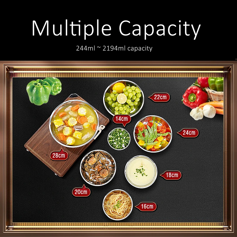 LFGB Certificated 316L Stainless Steel Plate 99.9% Anti-bacterial Dish Fall Resistant 14cm~28cm Diameter Tableware for Family