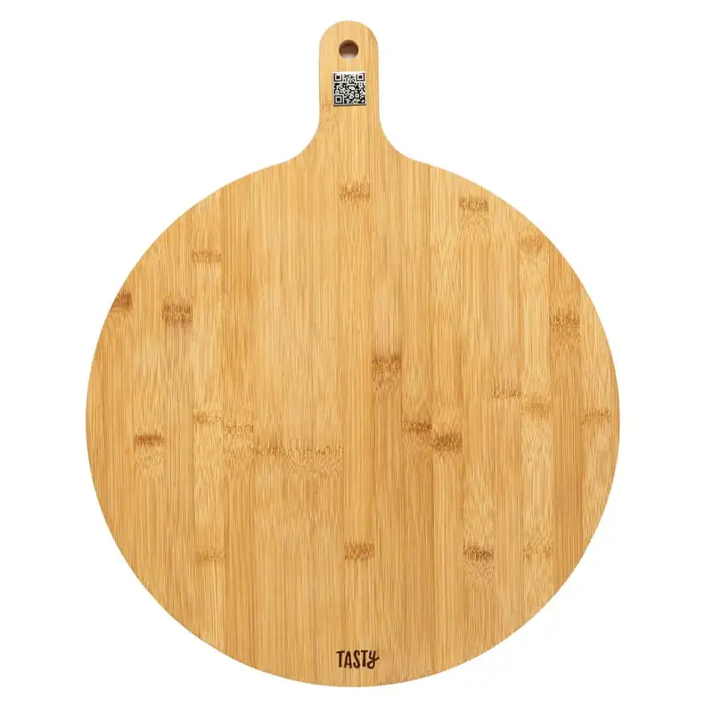 

Round Charcuterie Board with Handle, Paddle Cheese Board, 15.5" Round