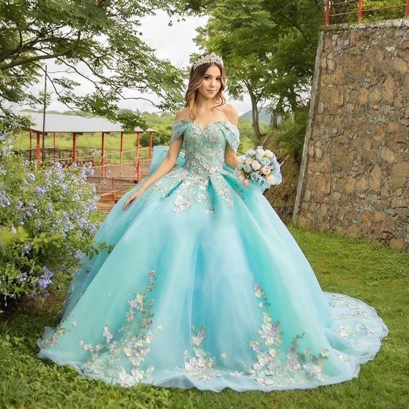 

Loves Mexican Quinceanera Dresses Handmade 3D Floral Applique Birthday Princess Formal Sweet 15 16 Ball Gowns Vestidos XV Años