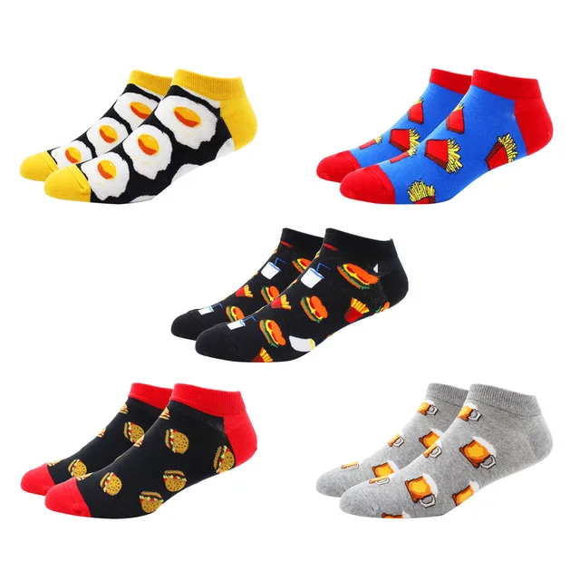 5 Pairs Novelty Funny Casual Ankle Socks Fashion Colorful Harajuku Grid Space Cotton Men Socks Happy Men Socks Size EU39-46 DW008-5 Pairs