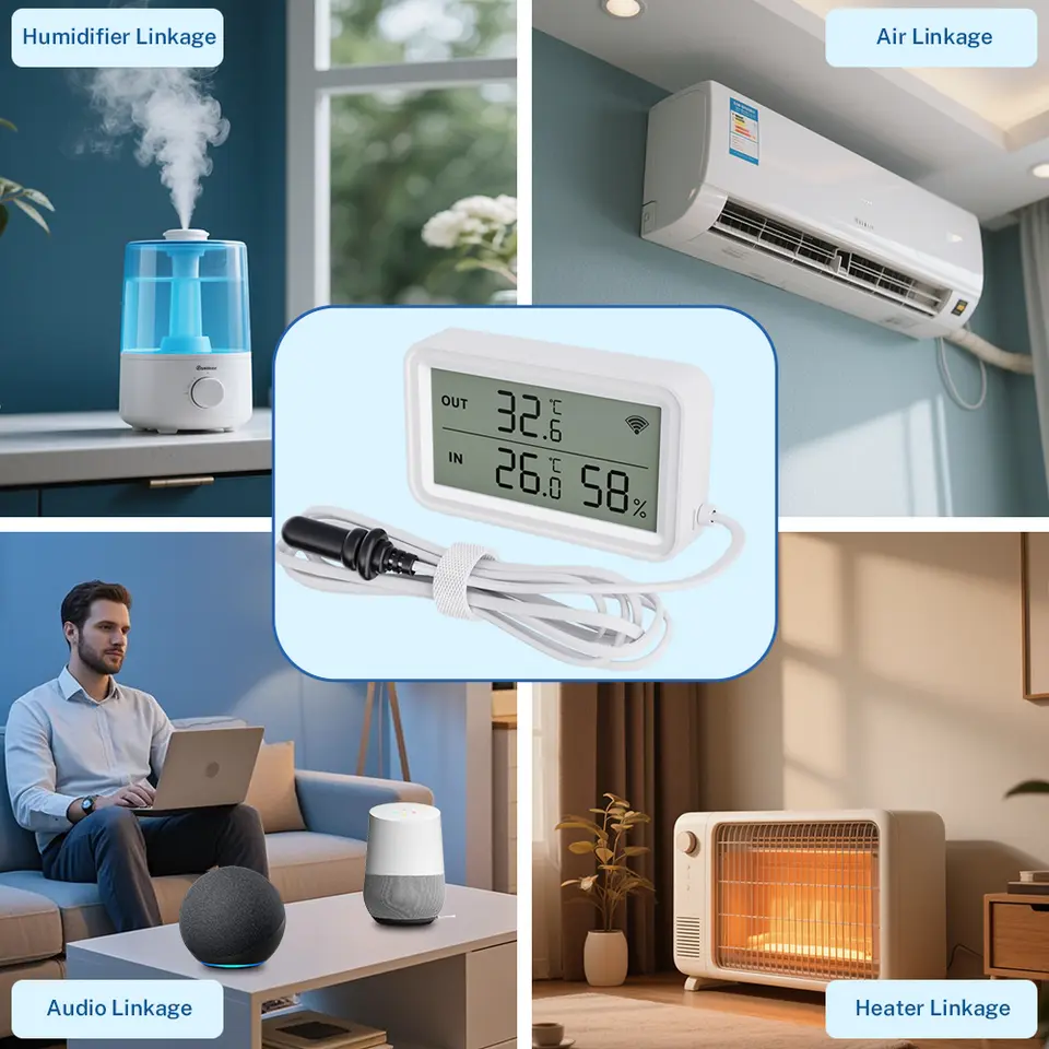 NEW Tuya WiFi Zigbee Sensor Temperature Humidity Meter Digital LCD Convenient With Smart Life Google Assistant,With External Pro image 5