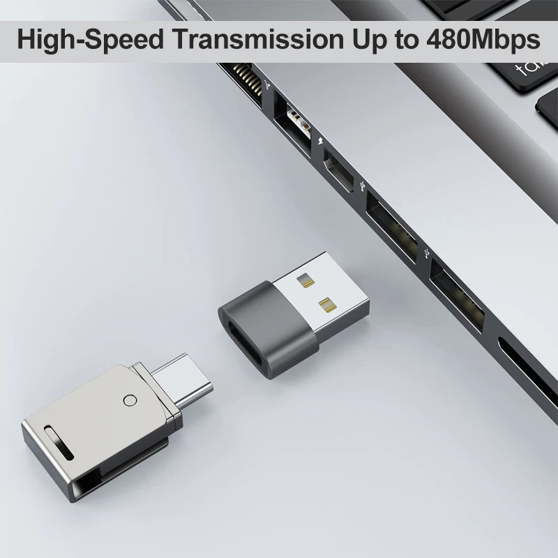 USB C Adapter Aluminum Alloy Shell USB 2.0 Male to USB 3.1 Type C Female Type-C Adapter for Laptop Samsung Xiaomi 10 Earphone
