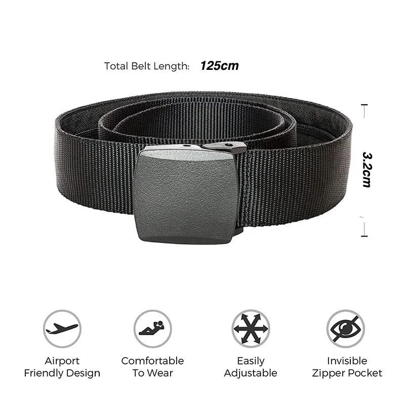 Waist Belt Zipper Anti-theft Cash Belt Width 3.2cm/3.8cm Women Casual Zipper Wallet Belt Inner Clip Concealed Money Hidden Pocket