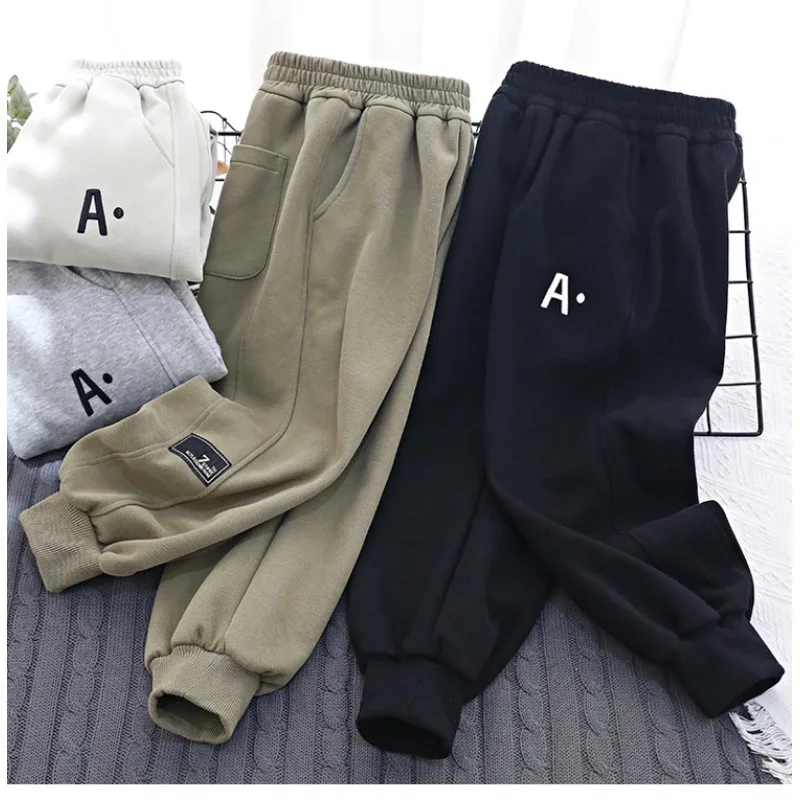 

Men's Spring and Sports Pants Autumn Clothing Medium Size Children's Ankle Strap Fashion Grey Casual Pants
