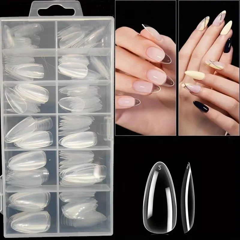 120 Stück transparente, mit Sarg/Mandel/Stiletto/Oval/Quadrat/Andere geformte Nägel, 12 Größen, komplett abdeckende Acryl-Nägel zum Aufdrücken, geeignet für Heim-DIY-Nagelkunst und Nagelstudio, unverzichtbar für die Nagelpflege, Weihnachtnägel für Frauen – Detail 4