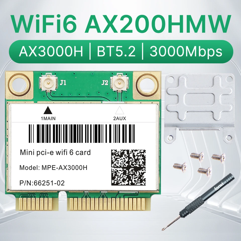 CARTE WIFI RTL8822CE avec Antenne 1200Mbps 2.4G+5Ghz 802.11AC RéSeau