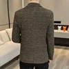 New Simple Atmosphere Men's Small Suit Korean Version Slim Top Handsome Casual Plaid Single Suit Trend Formal Coat Men 5