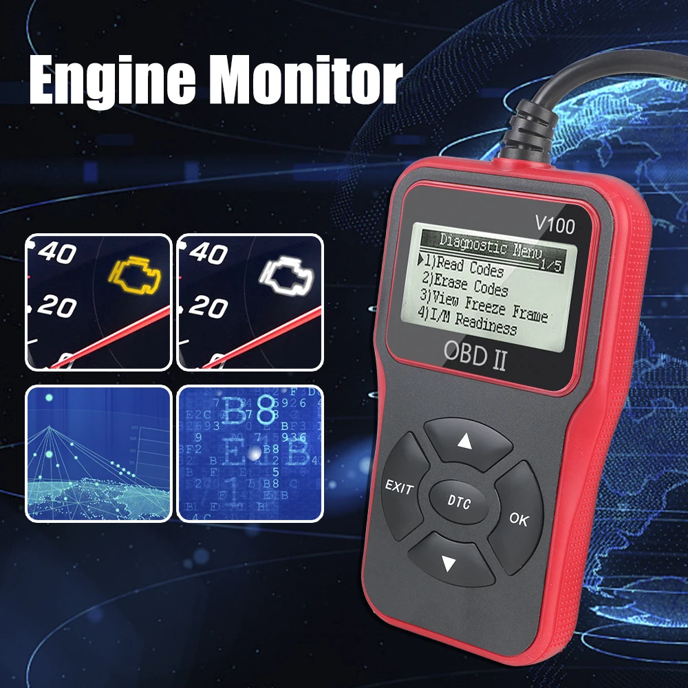 Car Diagnostic Tools OBD2 Code Reader V100 Plug and Play OBD 2 Scanner Digital Display Universal obd2 scanner obd code reader system diagnostic tool
