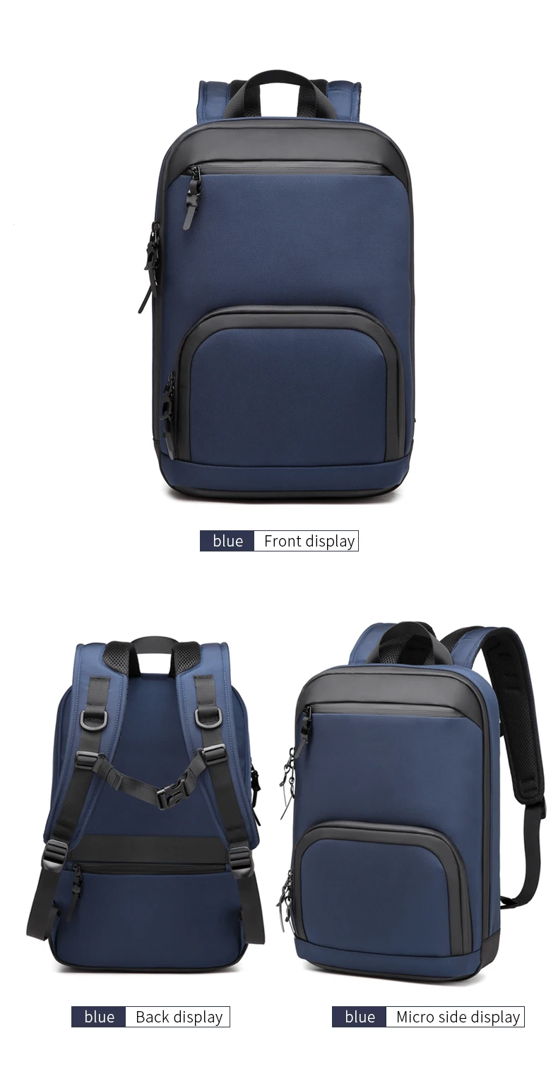 Neouo Blue Multifunction Business Oxford Backpack Various Views