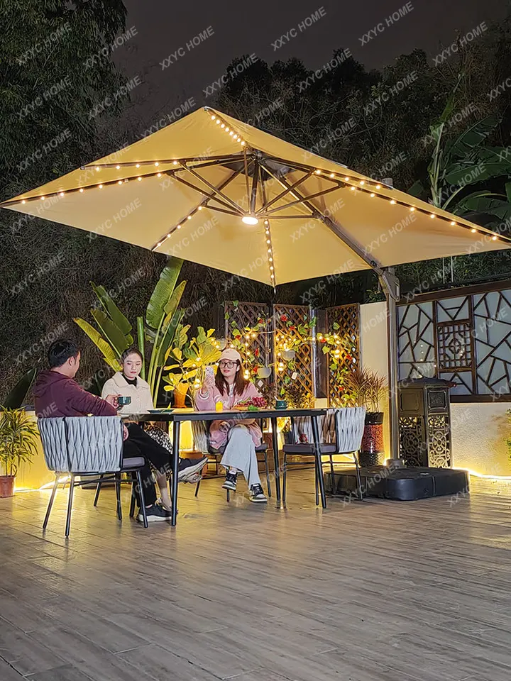 Outdoor Umbrella Solar Sunshade Patio Umbrella Garden Large Led Light  Terrace Garden Outdoor Stall Roman Umbrella - AliExpress