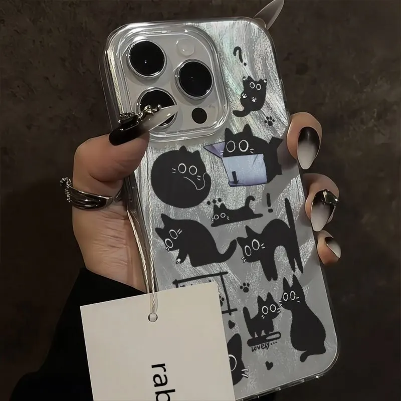 Cartoon Minimalist Cat Phone Case Cover