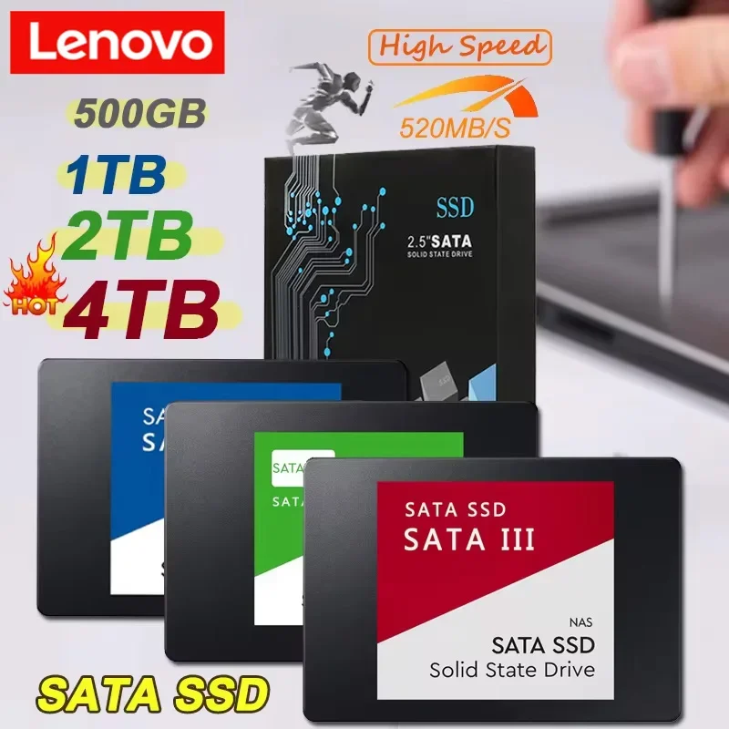 레노버 4TB 고속 외장 SSD, SATA3 인터페이스 휴대용 HDD, 노트북 외장 스토리지용
