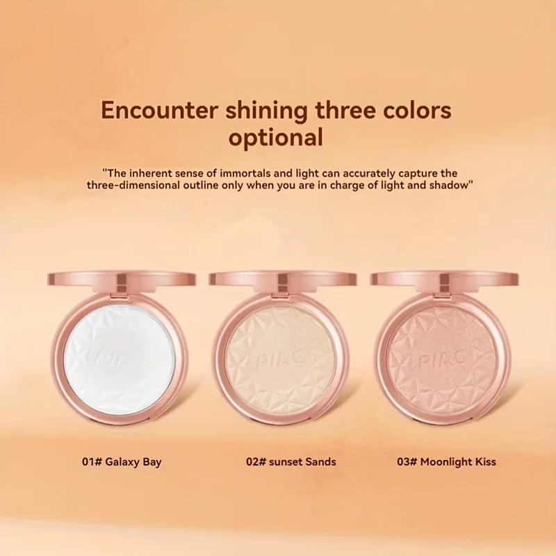 Brightening Glitter Highlighter Powder Pearlescent Shimmer Long-Lasting Waterproof Monochrome Face Makeup for High Conto