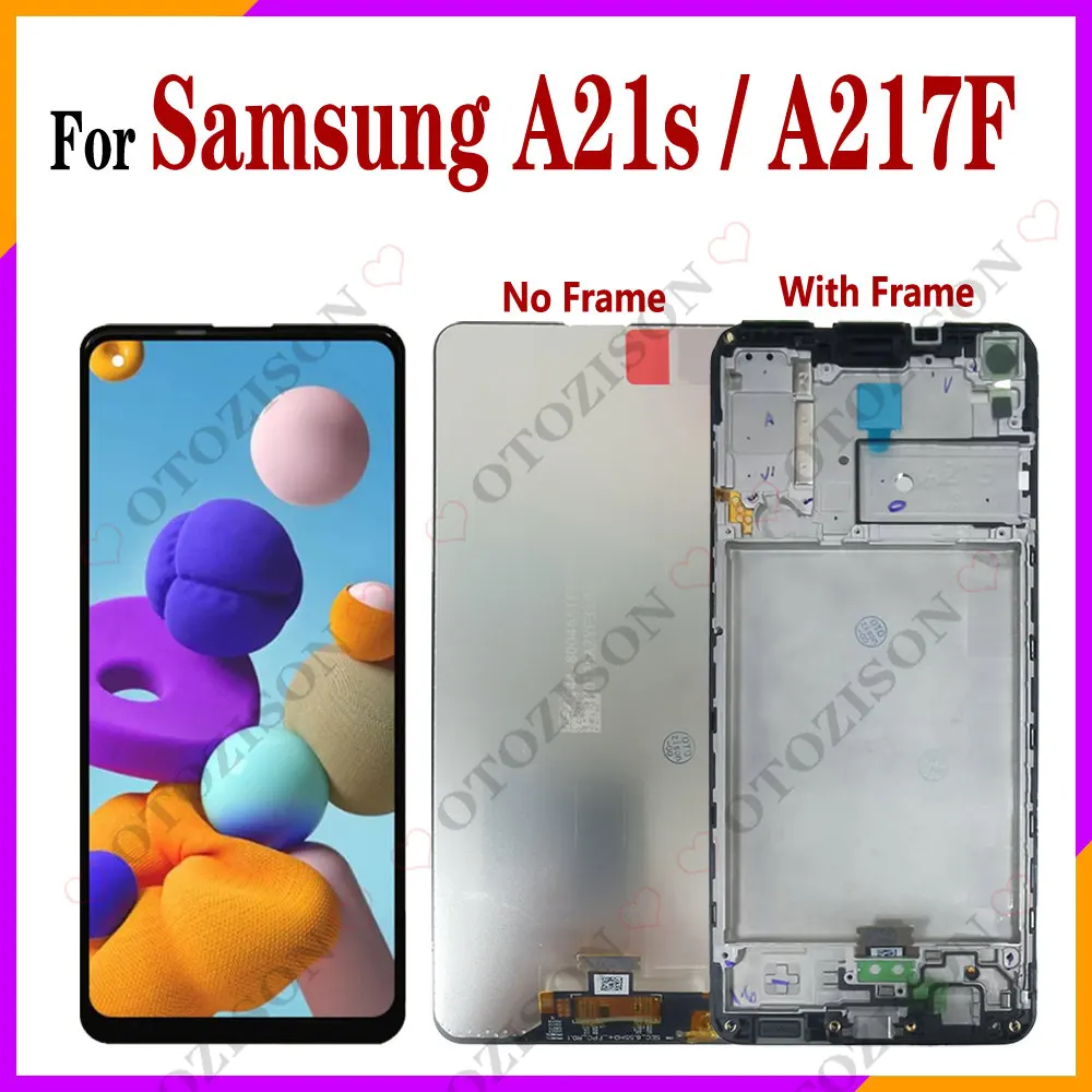 ЖК-дисплей 6,5 дюйма A21s с рамкой для Samsung Galaxy A21s, ЖК-дисплей 2020 дюйма, зеркальный дисплей, цифровой преобразователь сенсорного экрана в сборе