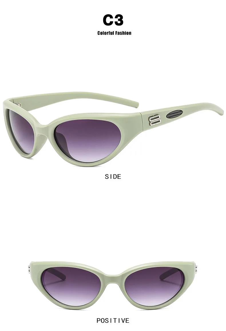 Y2k Cat Eye Sonnenbrille Frauen für Männer Luxusmarke Designer Vintage Sonnenbrille beliebte Punk Hip Hop Regenbogen sexy Farben uv400 – Detail 7
