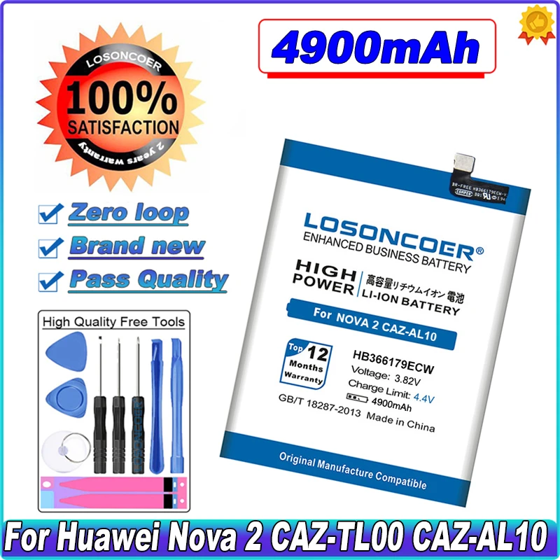 

LOSONCOER 4900mAh HB366179ECW For HUAWEI Nova 2 Nova2 CAZ-AL10 PIC-AL00 CAZ-TL00 PIC-TL00 PIC-L29 PIC-LX9 PIC-L09 Battery