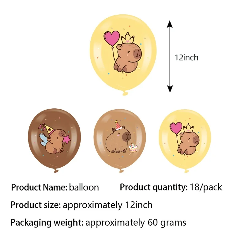 Capybara Geburtstagsparty-Geschenke, 3D-Aufkleber, Miniatur-Szene, Geschenktüte, Ballon, zum Aufhängen, Popcorn-Boxen, PVC-Strohhalm, Papa-Kreise, Brille – Detail 9