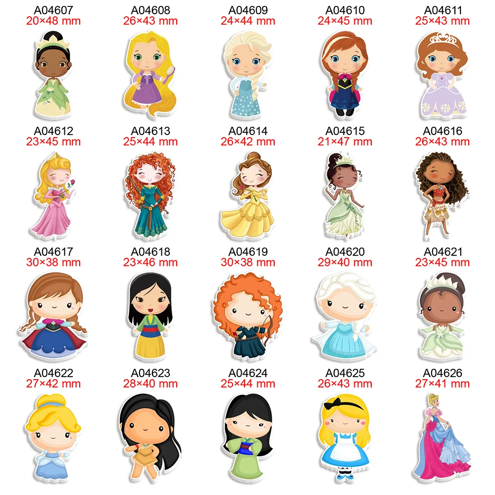 

Disney Princess Printed Flatback Planar Resin Cabochon For Charms Keychain Middle Bows Decoratives