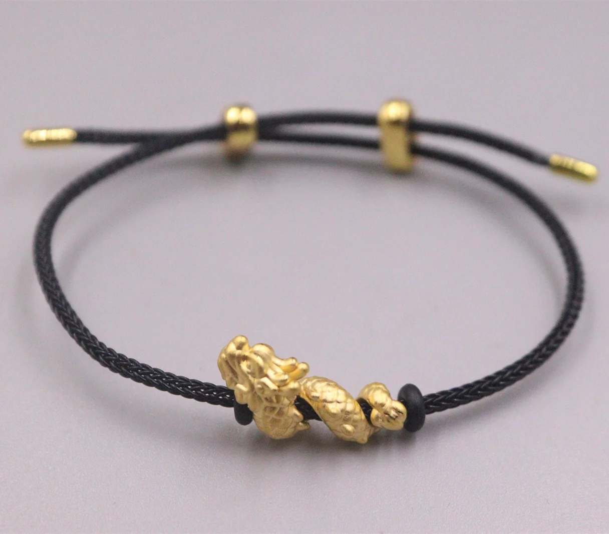 

Pure 999 24K Yellow Gold Women 3D Lucky Flying Dragon Pendant Bracelet 1.5-1.7g