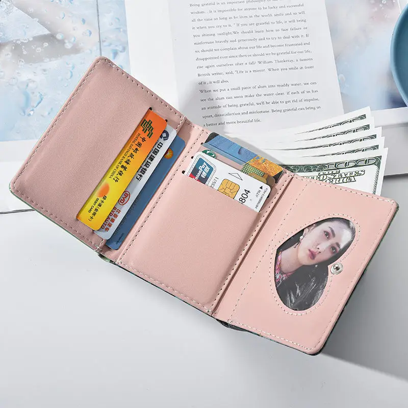 Van Gogh's Wild Rose Wallets Women Short Vintage Chic Folding Cash Clip Leather Purse Students' Money Bag Credit Card Holder