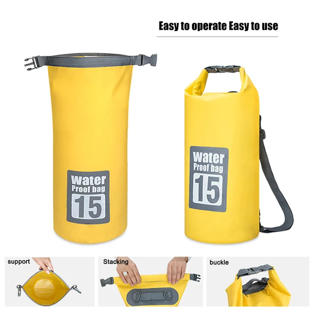 Zaino Impermeabile 15L Rosa - Sacco Stagna Per Sport Acquatici, USB Dry Bag