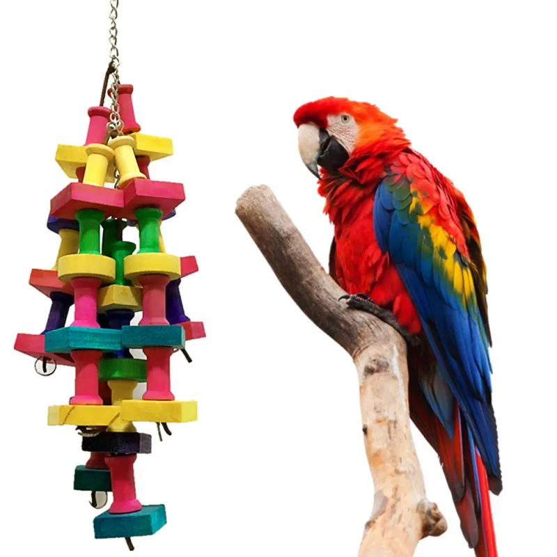 Bird Parrot Toy Large Natural Wooden Bird Chew Bite Resistant Cage Chewing Playing parrot toy,bird toy