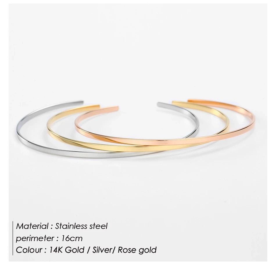 Stainless Steel Bracelet Fashion Bracelet Fashion Jewelry 316L Stainless Steel Bracelet For Women Width 2MM/4MM/6MM Minimalist Charm Bangle Jewellery