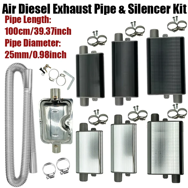 100cm Car Air Diesel Parking Heater Exhaust Pipe Tube Hose 24mm Air Filter Muffler Silencer With Clip For Webasto Eberspacher