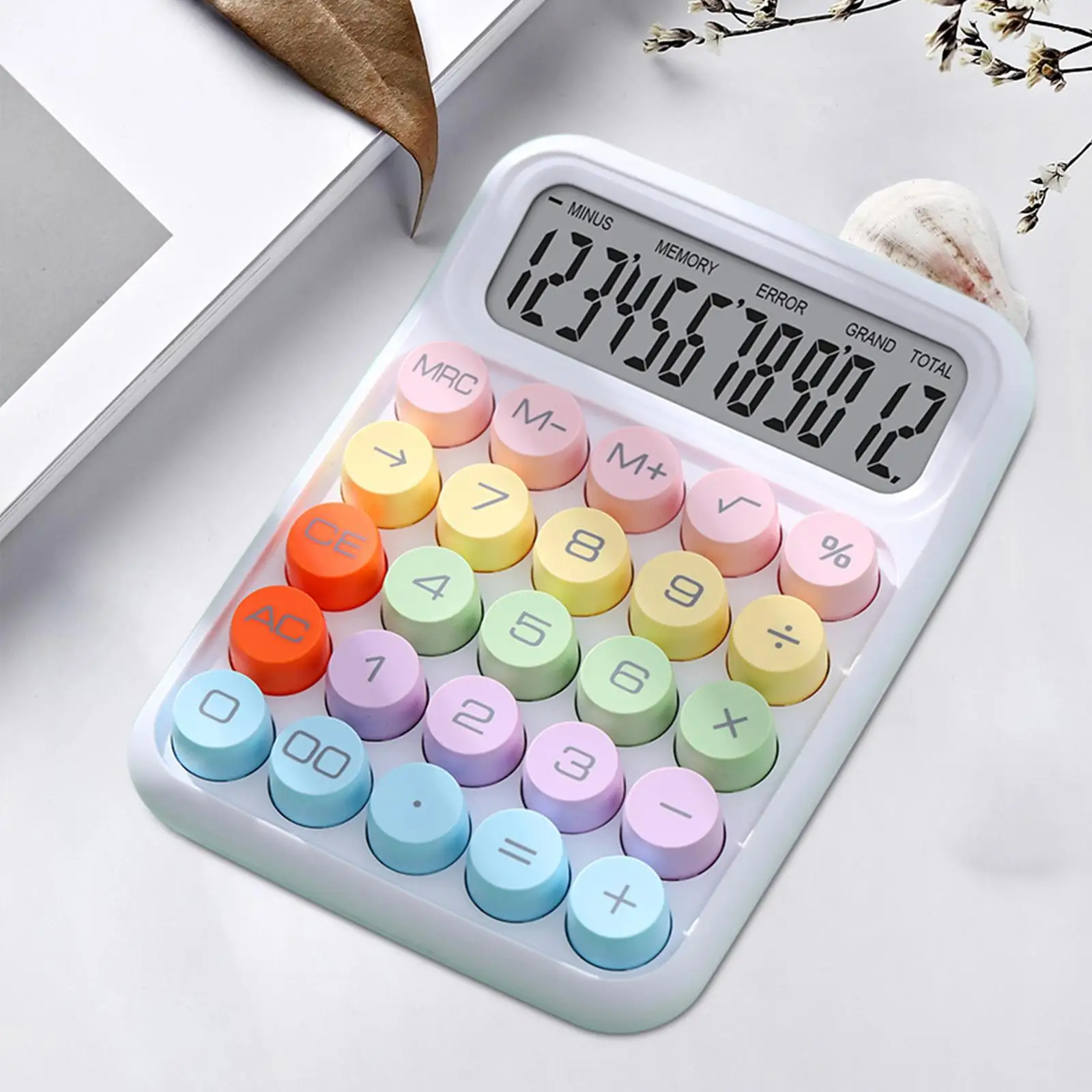 휴대용 기계식 버튼 계산기 12자리 계산기(교실용)