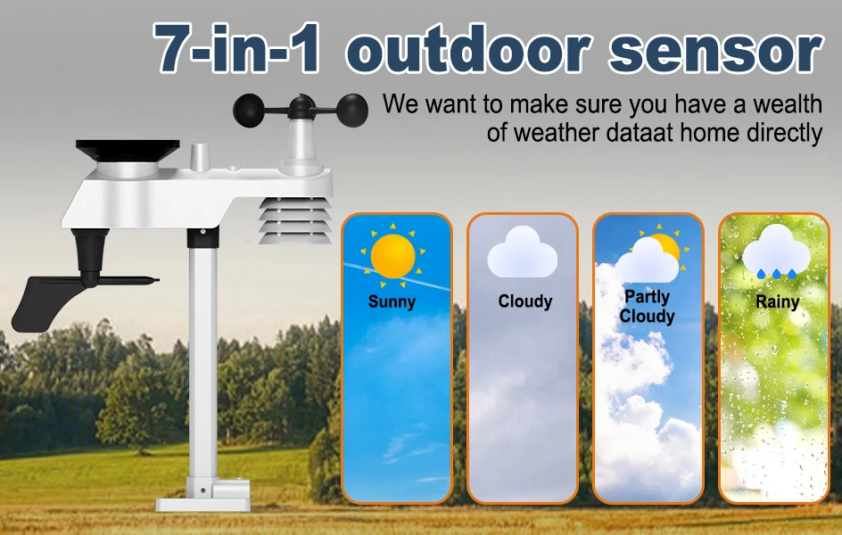8.3" WiFi Weather Station 14-in-1 with Solar Sensor 328FT Range Real-Time Sync t