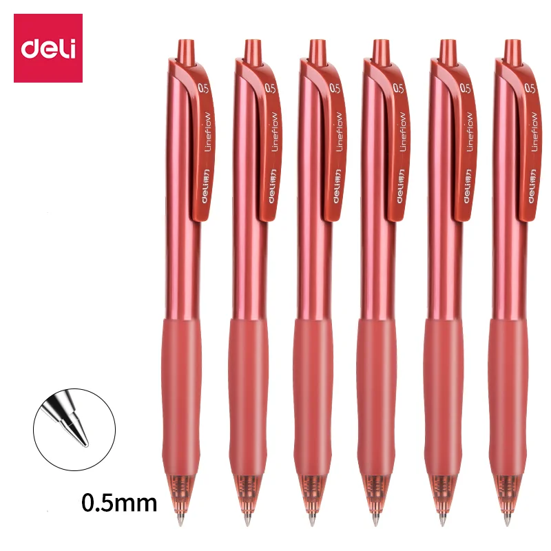 6Pcs Deli S60-6 Gel Pens 0.5mm Black Red Blue Ink School Student Supplies Stationery deli 1pcs anime note paper 100 page memo pad diy notes bookmark school supplies office supplies stationery notepad diary