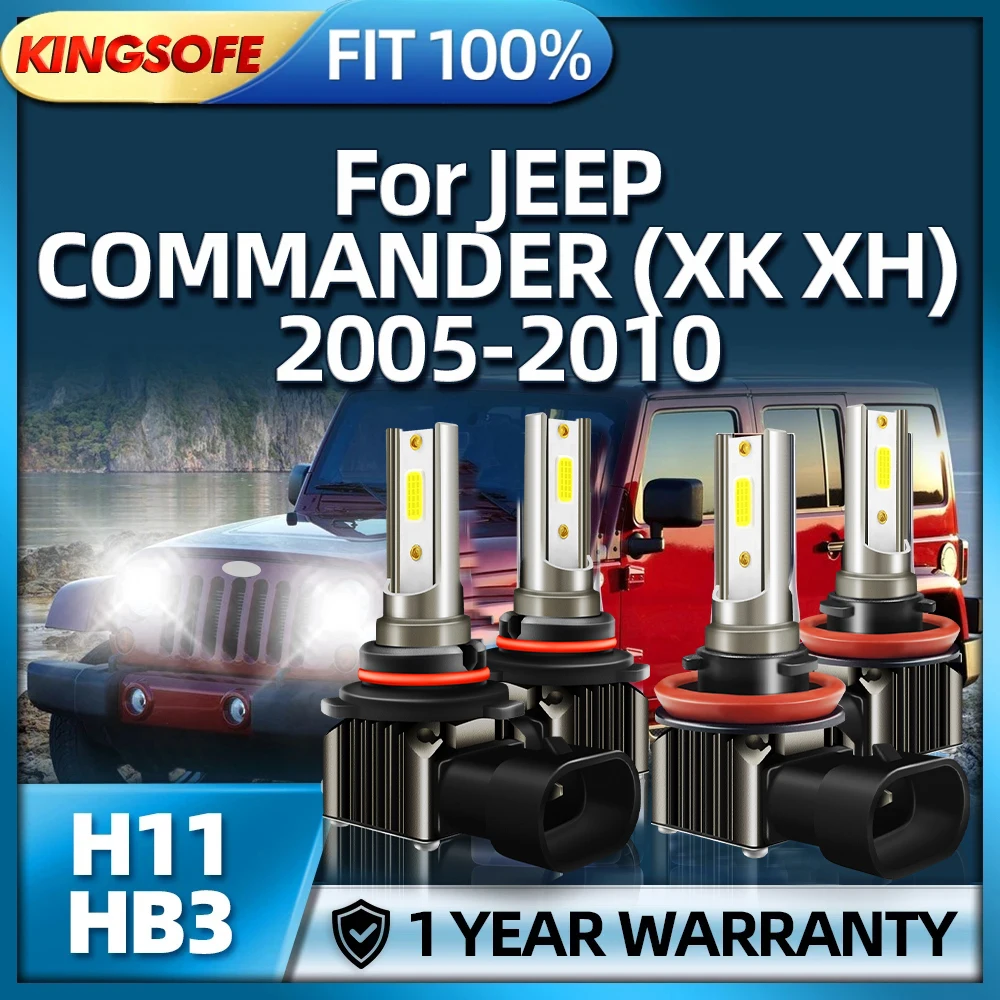 

2/4Pcs 20000LM LED Car Headlight H11 9005 Light Bulbs 6000K For JEEP COMMANDER XK XH 2005 2006 2007 2008 2009 2010