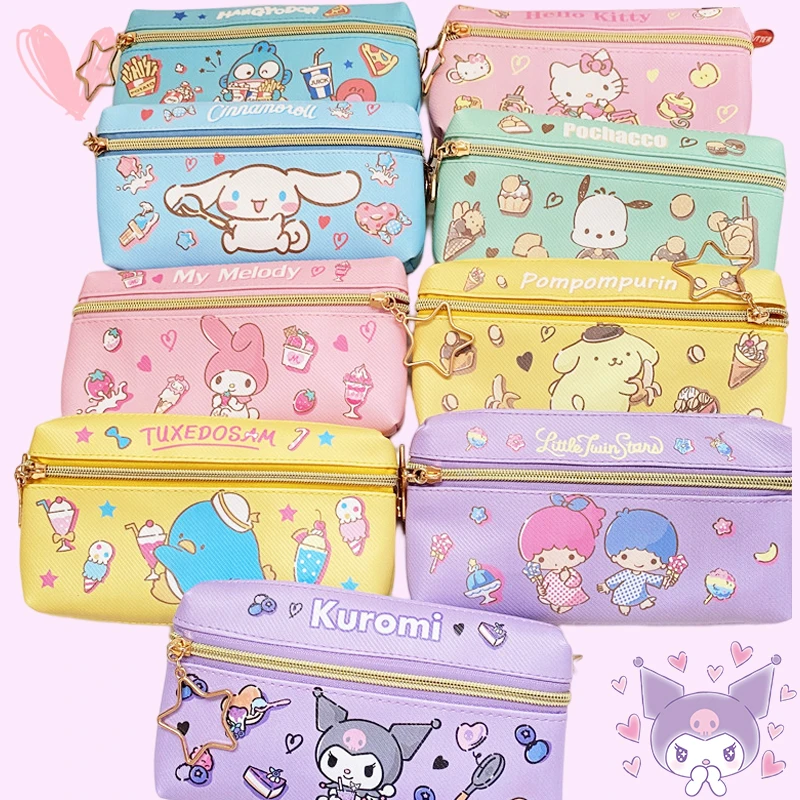 

Sanrioed Pen Bags Kawaii Students Stationery Storage Cartton Pencil Case High-Capacity Cinnamoroll Pochacco Cute Kids Girls Gift