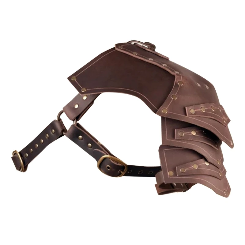 

Vikinges Faux Leather Single Pauldron Shoulder Retro Medieval Knight Shoulder for LARP/Cosplay