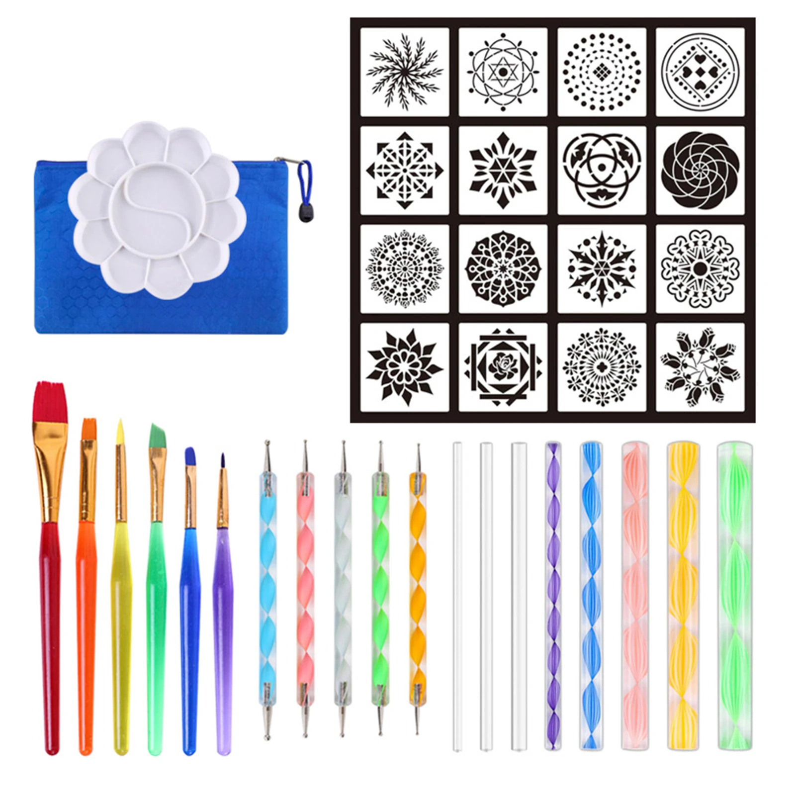 29/37pcs Mandala Dotting Tools Set with Stencils Palette Paint Brush Ball  Stylus Pens for Painting Rocks Nails Canvas Coloring|Art Sets| - AliExpress